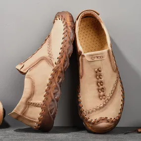 Men Handmade Casual Loafers Soft Breathable Flats Shoes