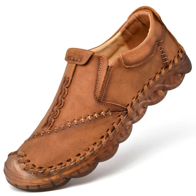 Men Handmade Casual Loafers Soft Breathable Flats Shoes