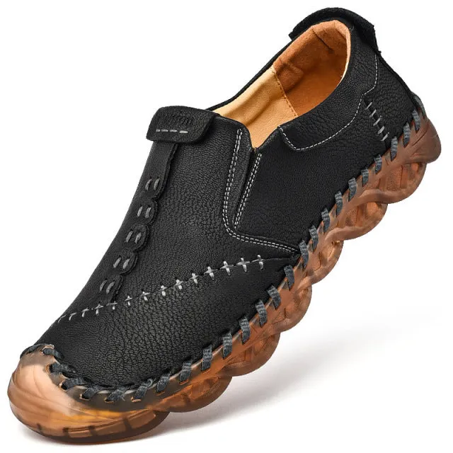 Men Handmade Casual Loafers Soft Breathable Flats Shoes