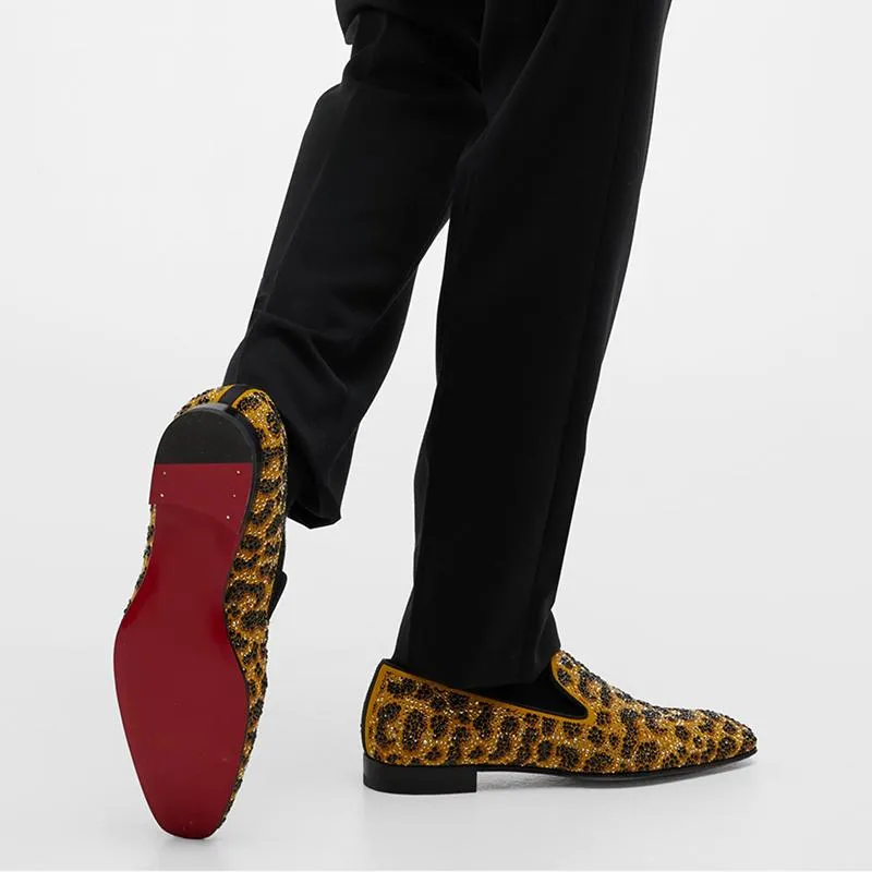 Men's Crystal-Embellished Calf Leather Loafers