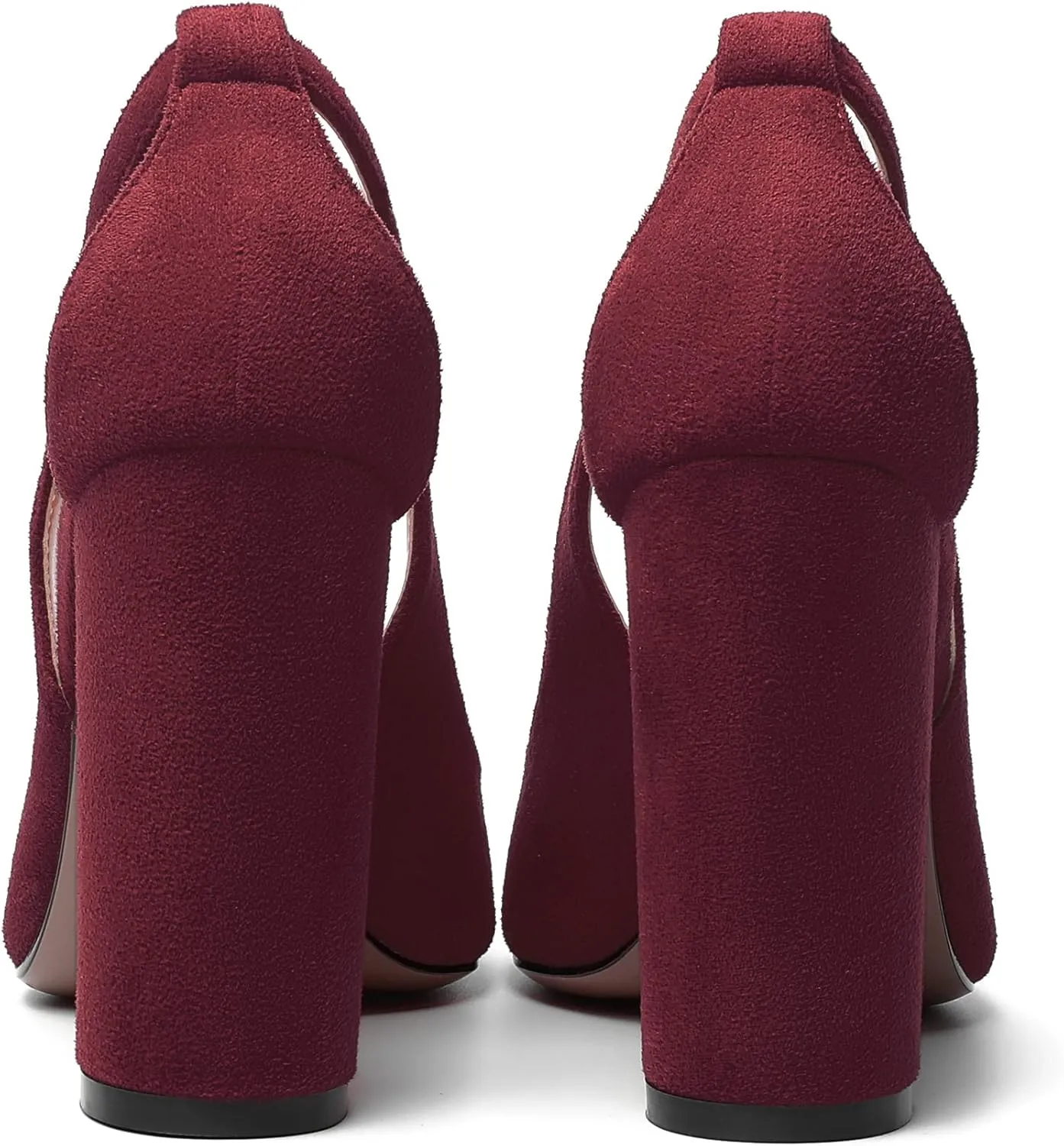 MERRORI Womens Evening Pointed Toe Solid Suede Elegant Slip On Chunky High Heel Pumps Shoes 4 Inch