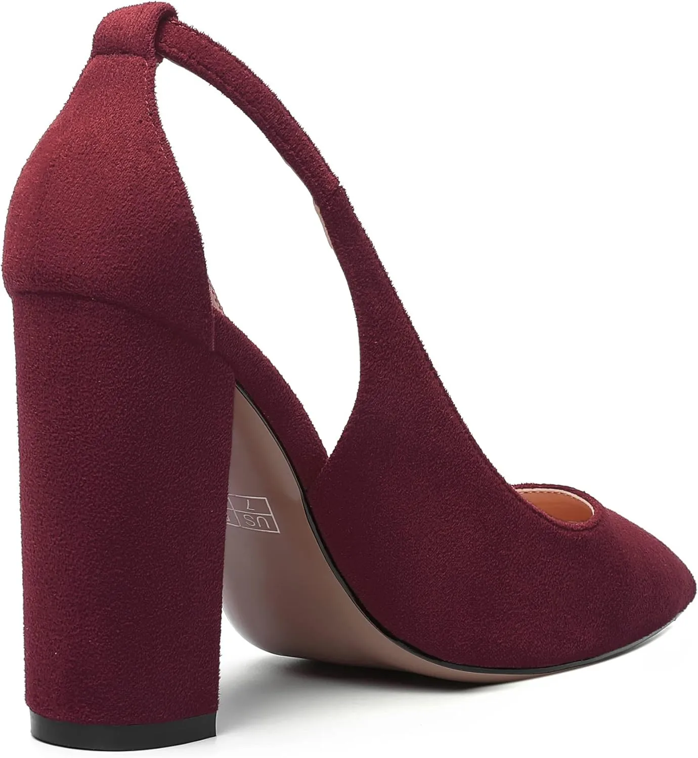 MERRORI Womens Evening Pointed Toe Solid Suede Elegant Slip On Chunky High Heel Pumps Shoes 4 Inch