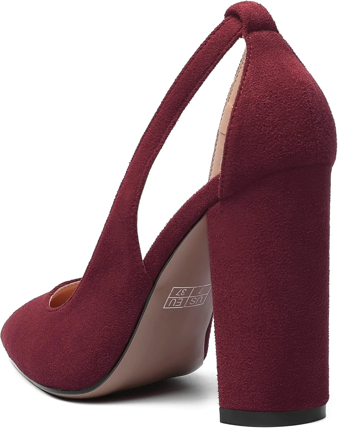 MERRORI Womens Evening Pointed Toe Solid Suede Elegant Slip On Chunky High Heel Pumps Shoes 4 Inch