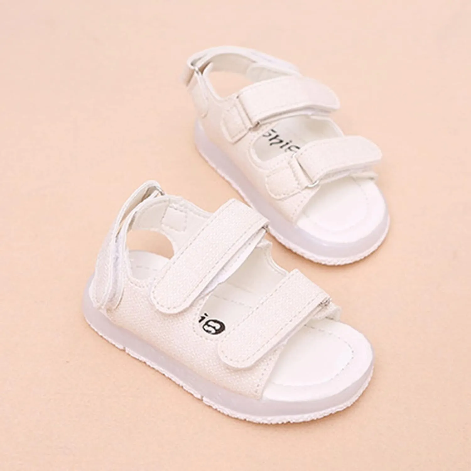 POLG Baby Boys Girls Sport Sandals Little Kids Toddler Newborn Luminous LED Light Up Open-Toe Slippers Boots Crib Shoes (White, 3-3.5Years)