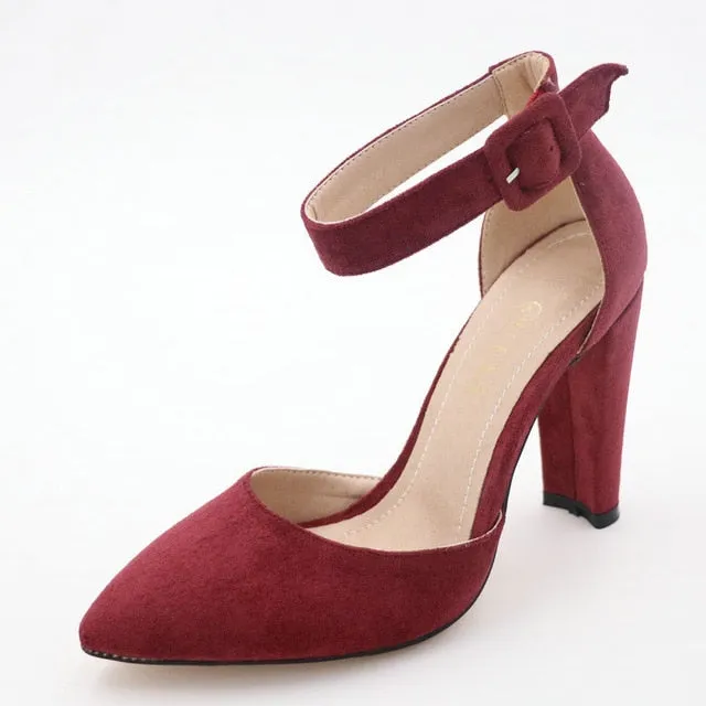 QUTAA Women Pumps Fashion Women Shoes Wine Ladies Pumps Size 34-43
