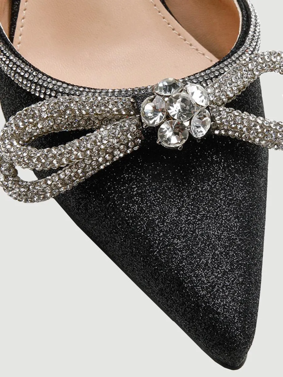 Rhinestone Bow Head Wrapped High Heels MHE1076