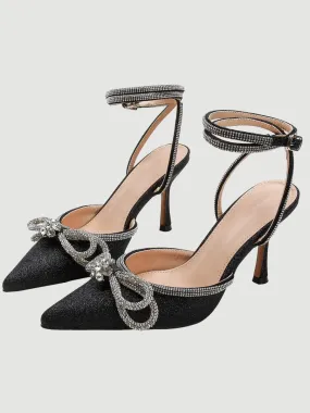 Rhinestone Bow Head Wrapped High Heels MHE1076