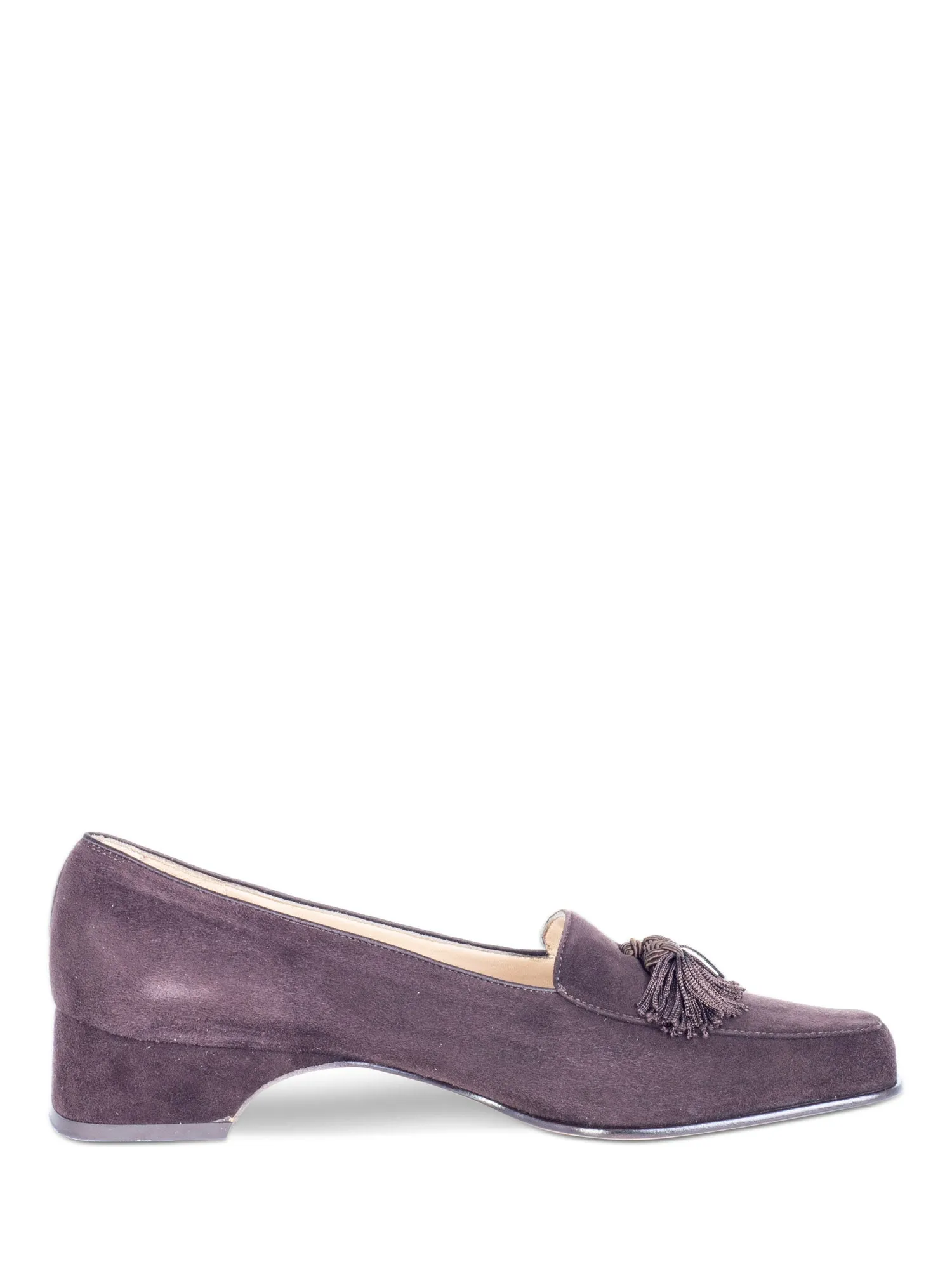 Salvatore Ferragamo Suede Alberta Square Cap Toe Tassel Loafers Brown