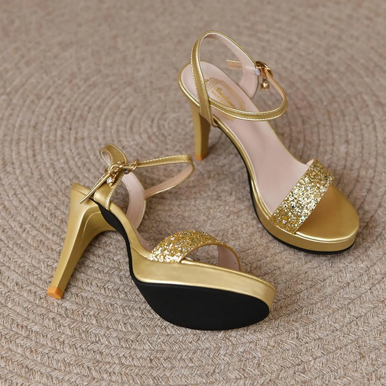 Strappy Heels for Women Square Toe Chunky Block Heels Ankle Buckkle Heeled Sandals Elegant Wedding Dress Shoes