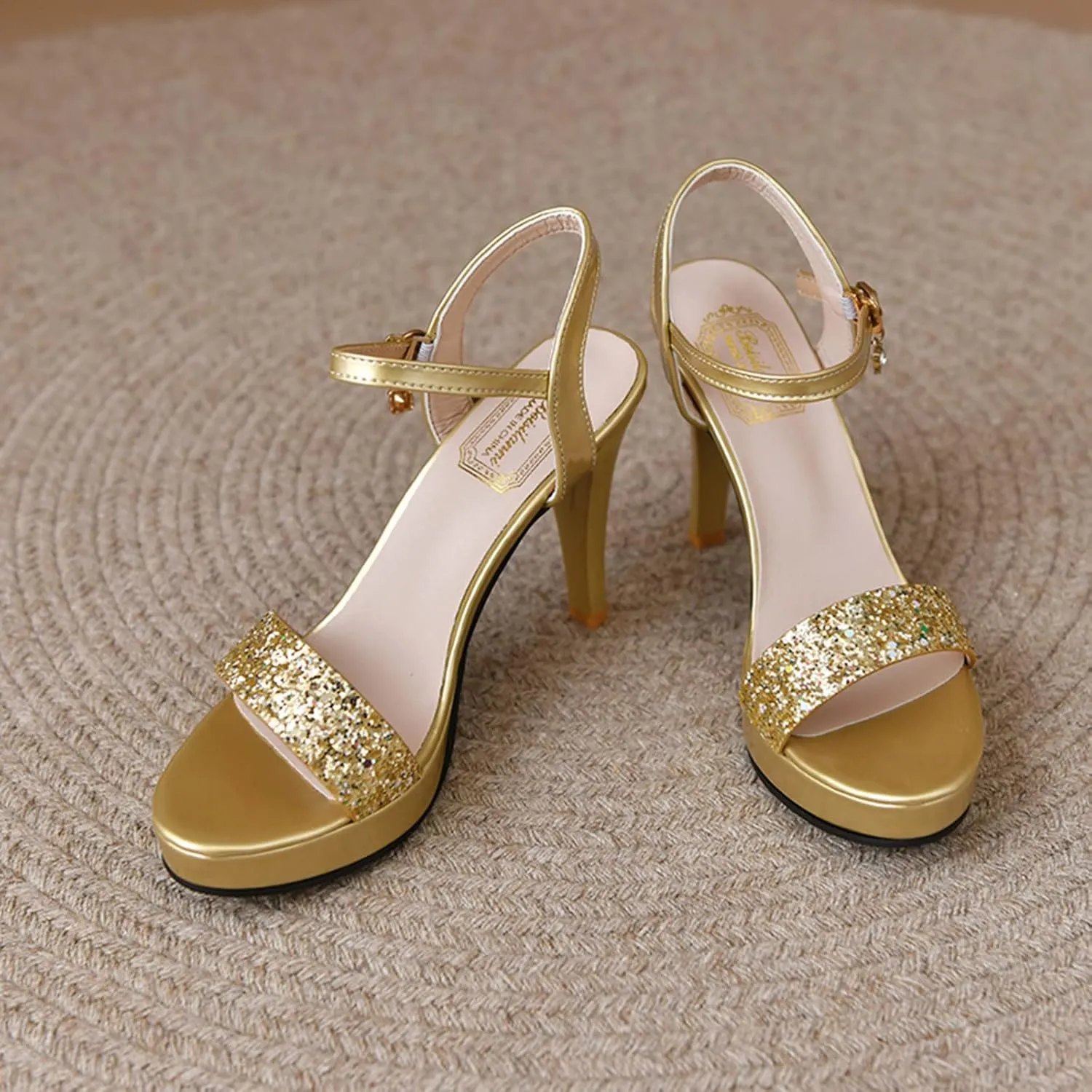 Strappy Heels for Women Square Toe Chunky Block Heels Ankle Buckkle Heeled Sandals Elegant Wedding Dress Shoes