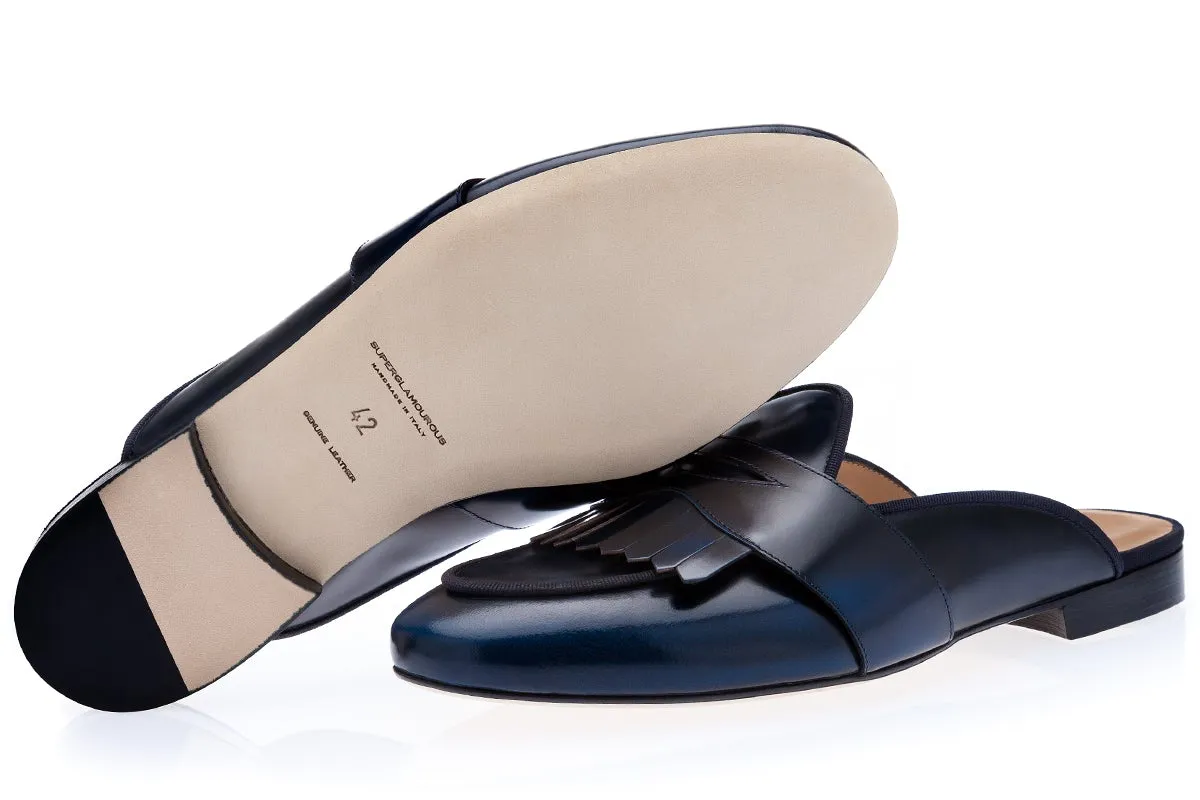 TANGERINE 10 CORDOVAN NAVY MULES
