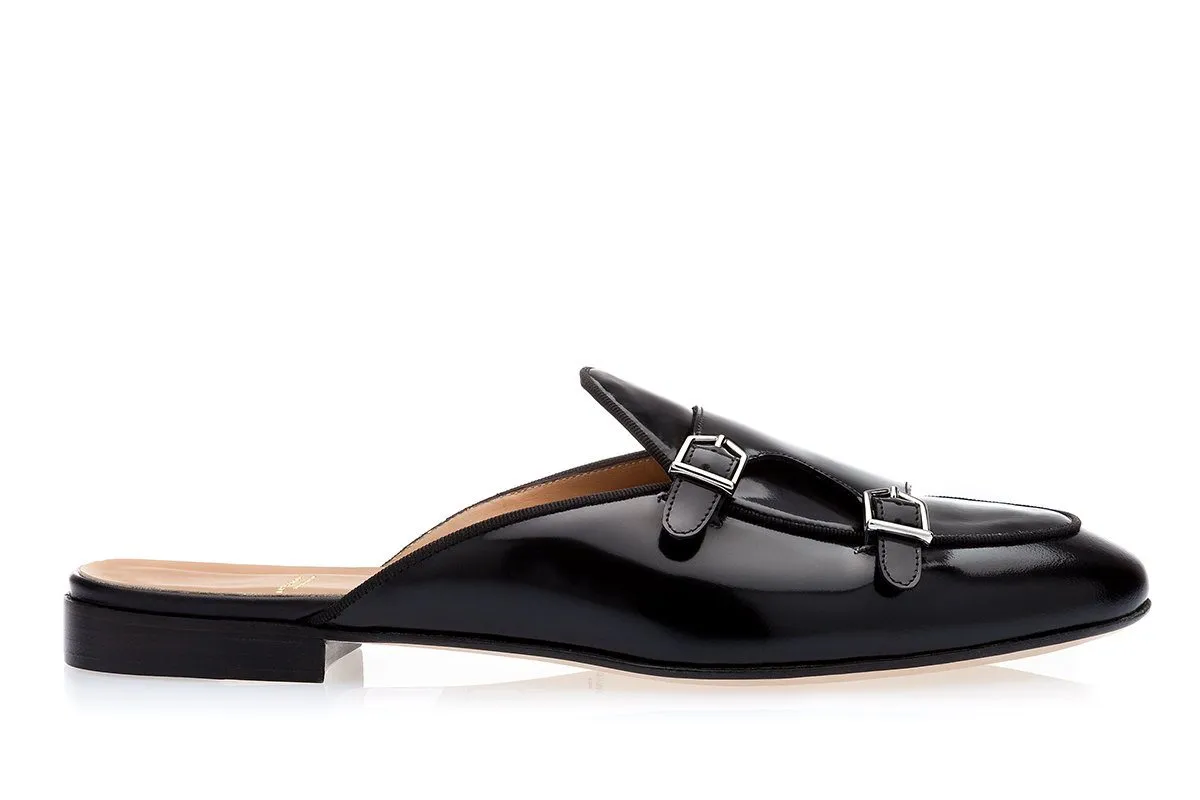 TANGERINE 7 BRUSHED BLACK MULES