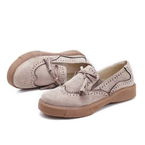 Tassel Slip On Flat Women Casual Brogue Shoes
