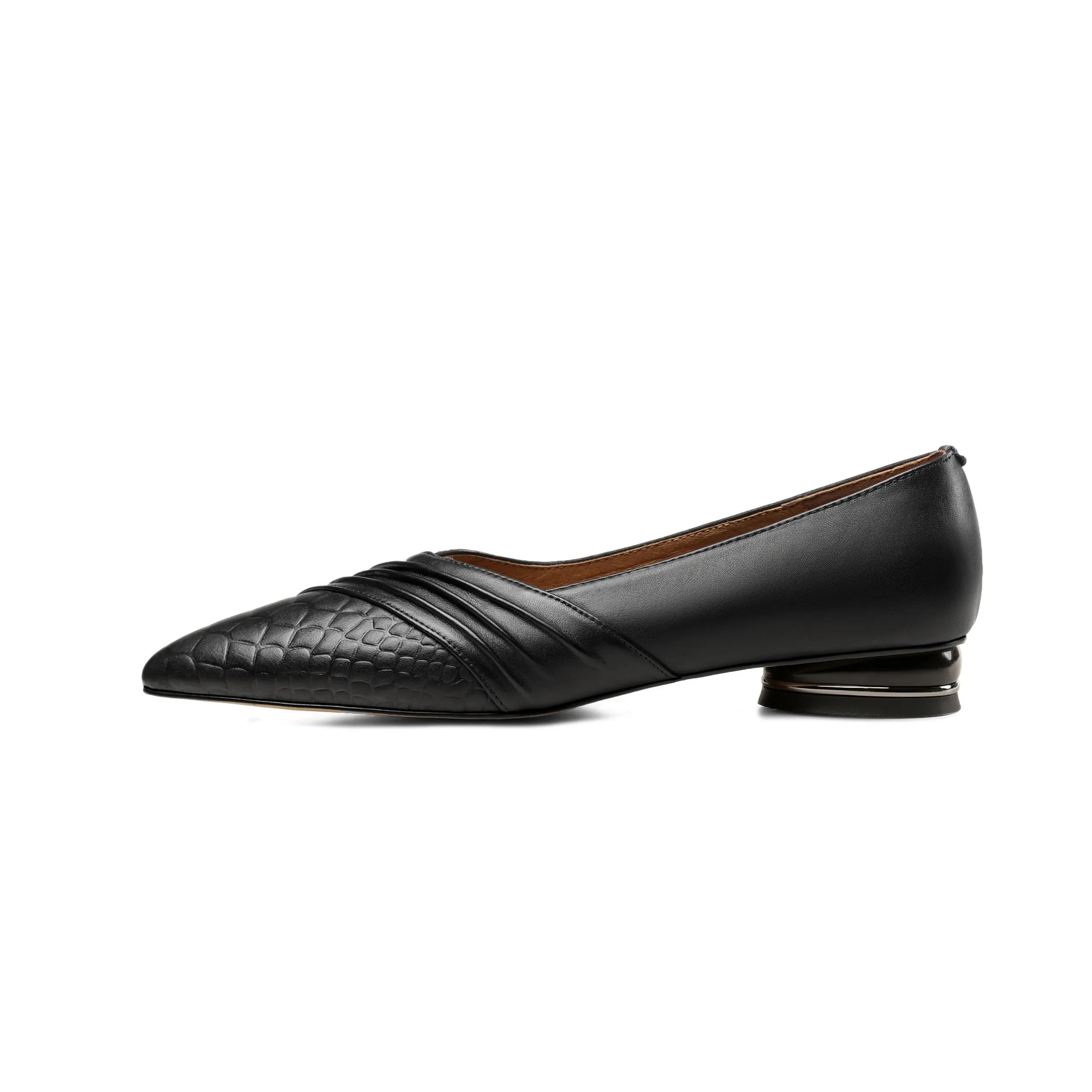TinaCus Women's Genuine Leather Handmade Pointed Toe Slip On Retro Flat Shoes