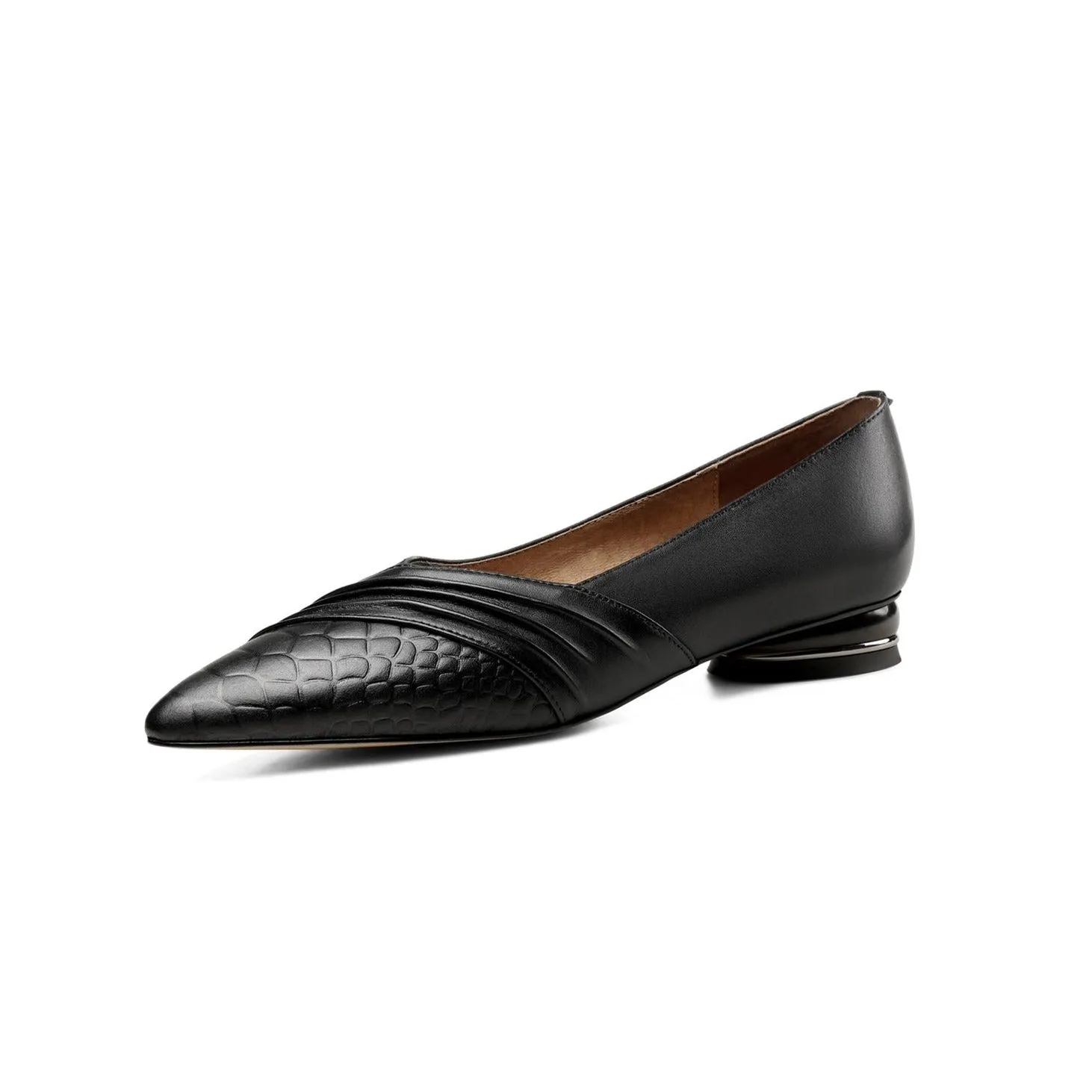 TinaCus Women's Genuine Leather Handmade Pointed Toe Slip On Retro Flat Shoes