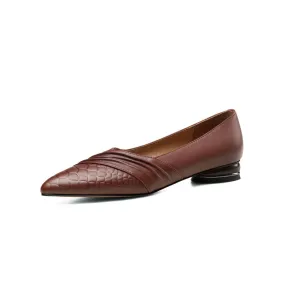 TinaCus Women's Genuine Leather Handmade Pointed Toe Slip On Retro Flat Shoes