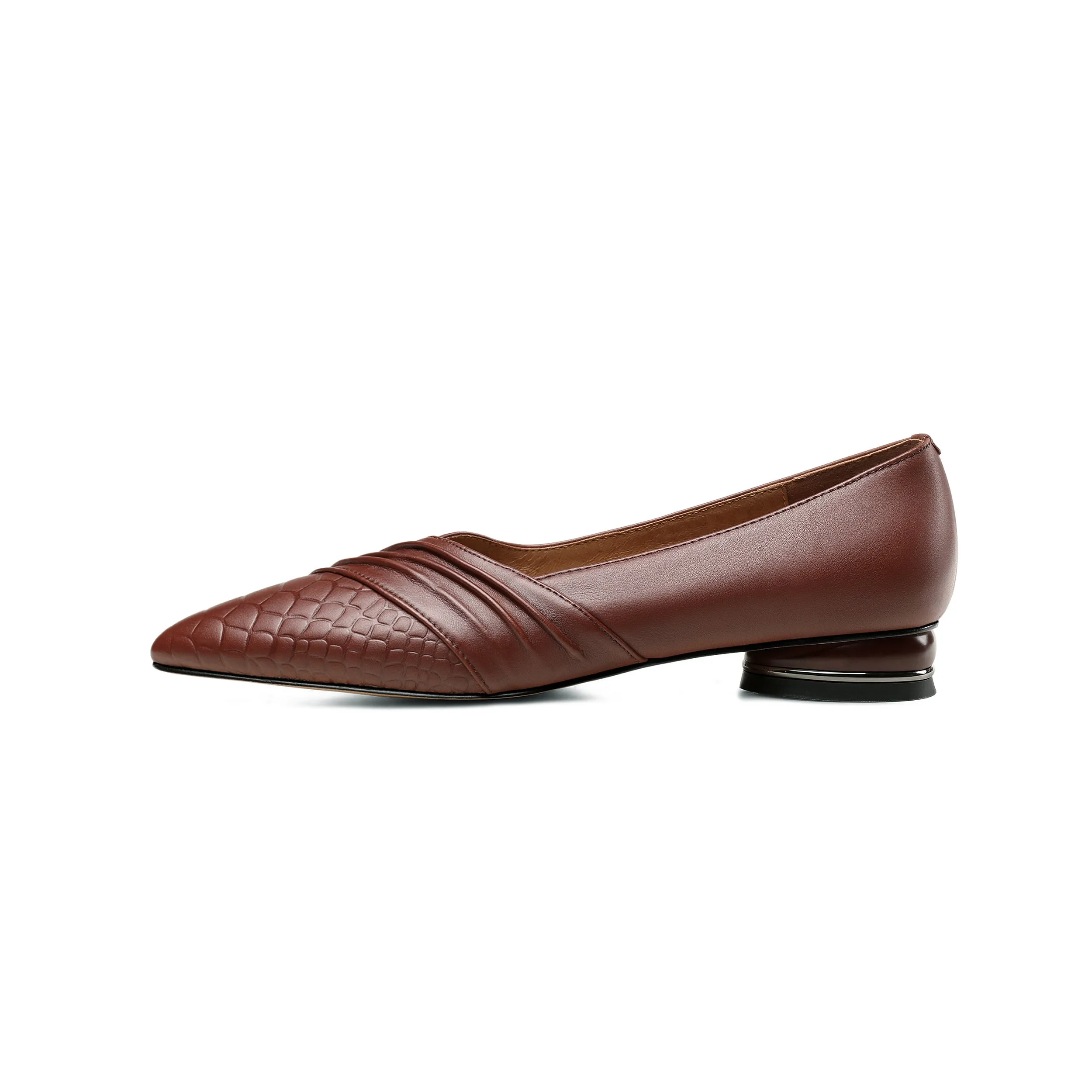 TinaCus Women's Genuine Leather Handmade Pointed Toe Slip On Retro Flat Shoes