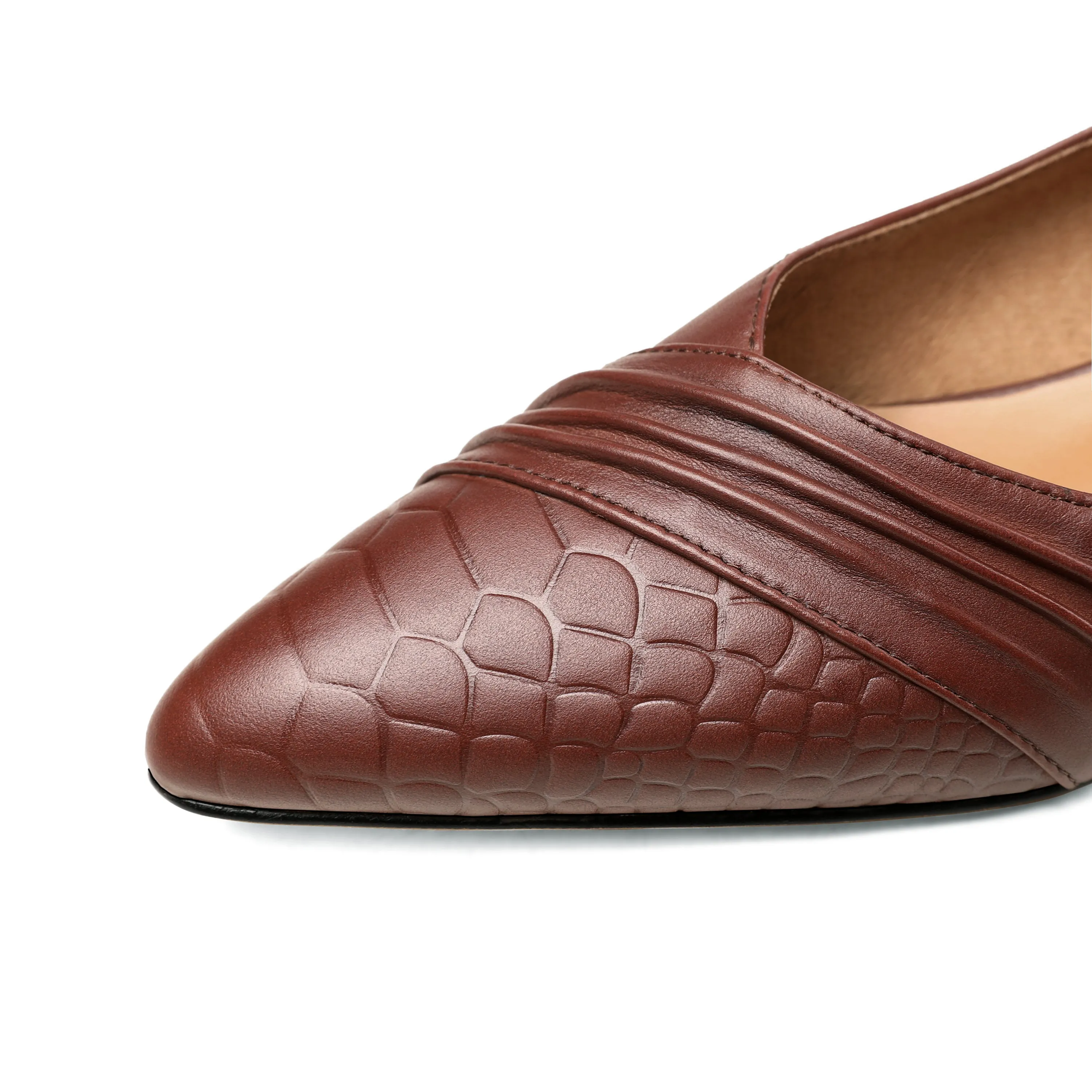 TinaCus Women's Genuine Leather Handmade Pointed Toe Slip On Retro Flat Shoes