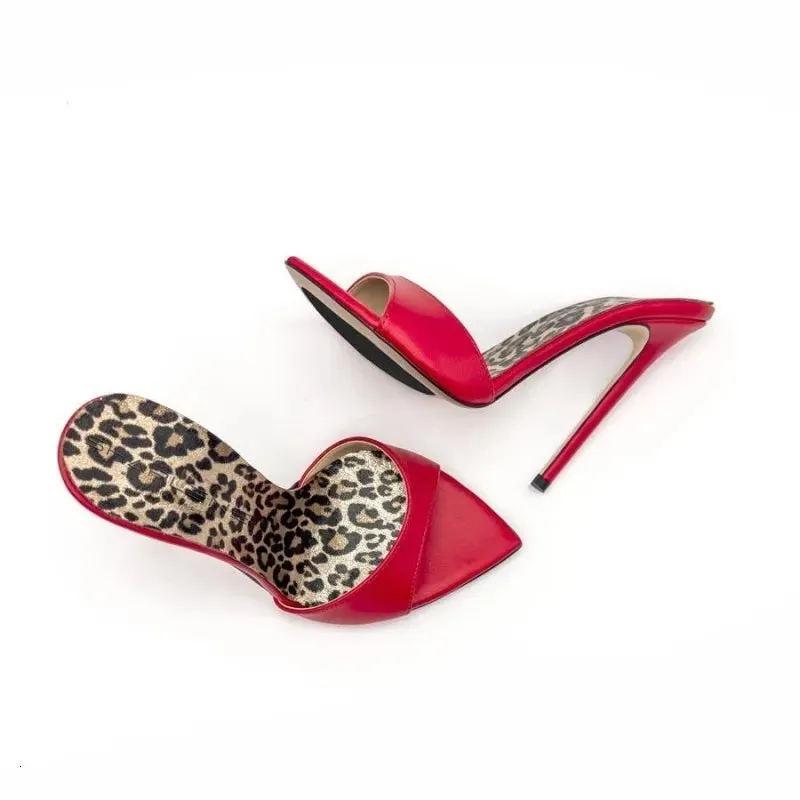 Trend Women High Heels Shoes for Womans Peep Toe Pointed Leopard Print Pumps Sexy Ladies Summer Party Red Sandals 240612