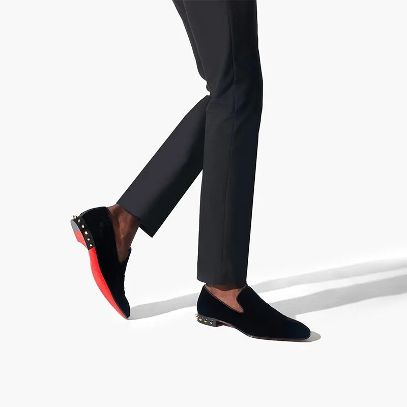 Velvet Loafers with Metal Studs
