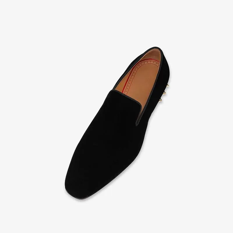 Velvet Loafers with Metal Studs