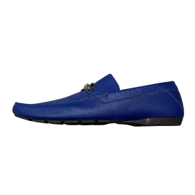 Versace Greca Medusa Leather Loafers Blue Leather (Preowned Size 47)