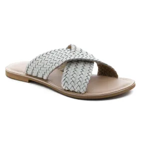 White Weaved Cross Strap Sandal