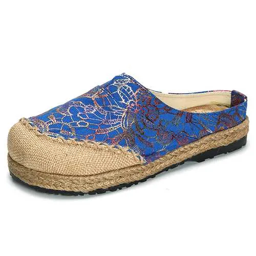 Women Slip On Flax Cloth Shoes Casual Flat Loafers