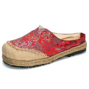 Women Slip On Flax Cloth Shoes Casual Flat Loafers