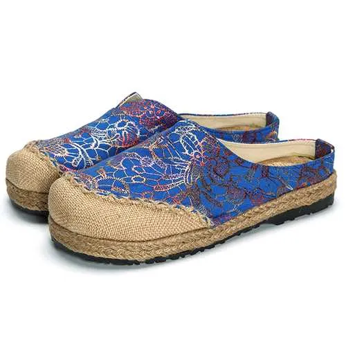 Women Slip On Flax Cloth Shoes Casual Flat Loafers