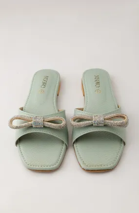 Women Slippers -  Flat Sandals - GREEN (WAFF23W-1006 GREEN)