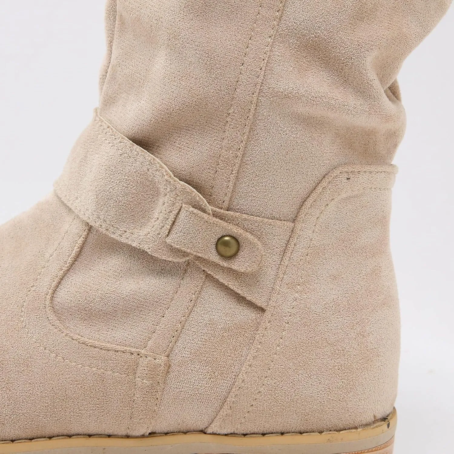 Womens Boots Insulated Warm Flock Thick Heel Boots for Women Side Zipper Durable Soft Winter Boots for Women