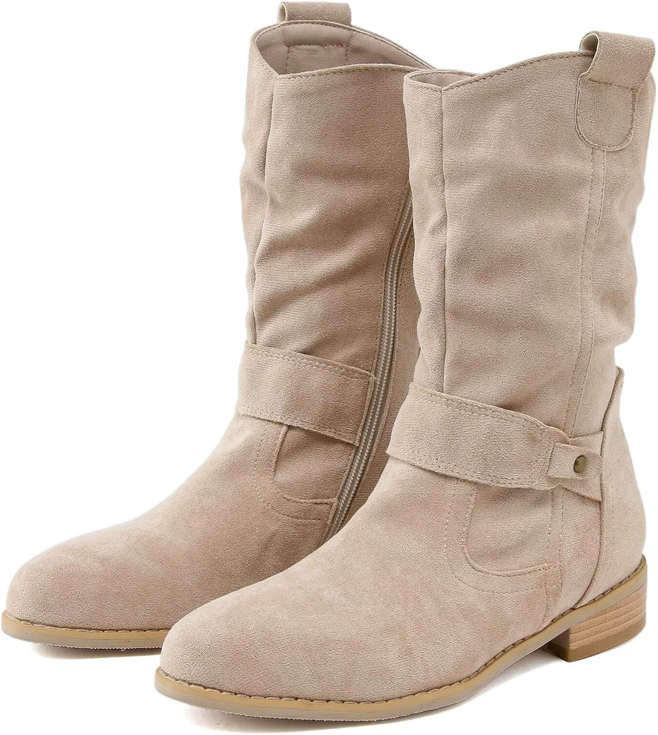 Womens Boots Insulated Warm Flock Thick Heel Boots for Women Side Zipper Durable Soft Winter Boots for Women