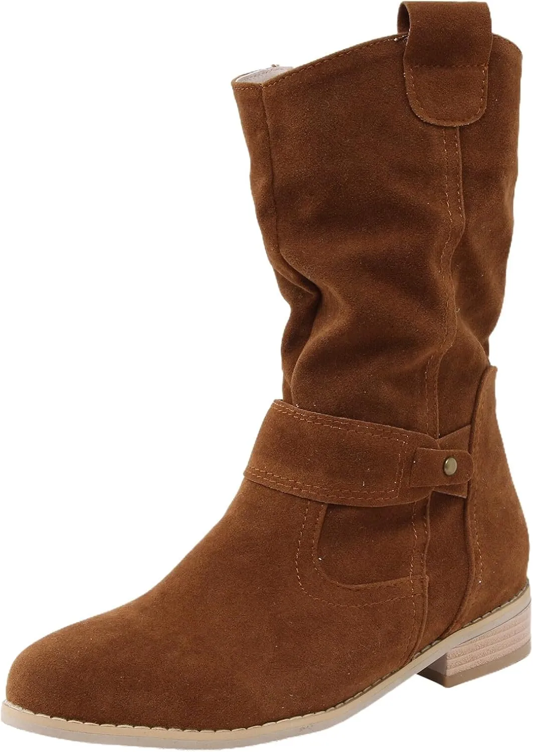 Womens Boots Insulated Warm Flock Thick Heel Boots for Women Side Zipper Durable Soft Winter Boots for Women