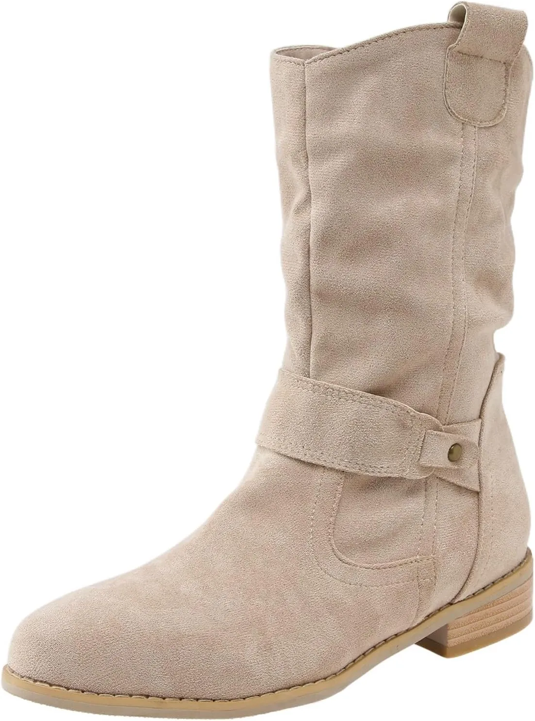 Womens Boots Insulated Warm Flock Thick Heel Boots for Women Side Zipper Durable Soft Winter Boots for Women