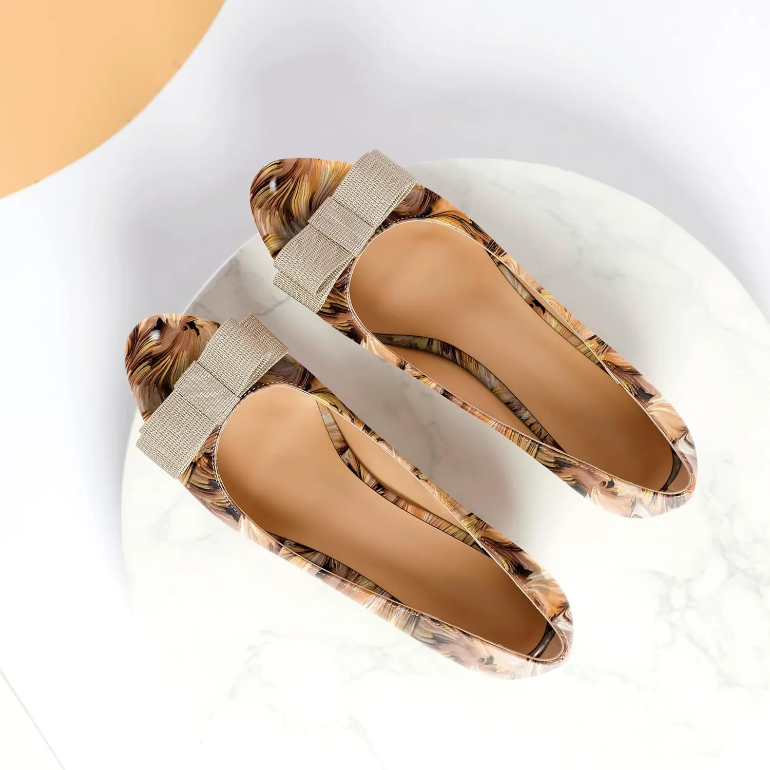 YODEKS Women Kitten Heel Pumps Round Toe Slip On 1.5 Inches Heels Low Heeled Elegant Bow Comfort Shoes for Wedding Office Evening
